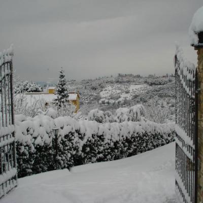 I Due Cipressi B&B a Firenze Sud -  L'ingresso Del B&B innevato